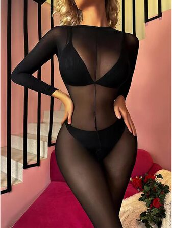 Боді-комбінезон для жінок, тонкий, чорний, універсальний розмір