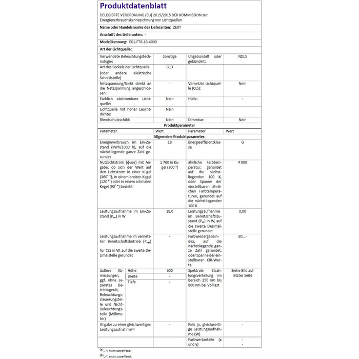 Люмінесцентна лампа Люмінесцентна трубка 18 Вт 840 4000 К Нейтральна неонова лампа 60 см T8, 4 шт.