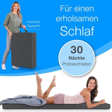 Розкладний матрац ELONEO 75x200 см, висота 8 см, розкладний гостьовий матрац, розкладний матрац, розкладний матрац, матрац з підтримкою спини, дорожній матрац, розкладне гостьове ліжко, розкладне ліжко, яке можна прати 75 x 200 x 8 см Антрацит