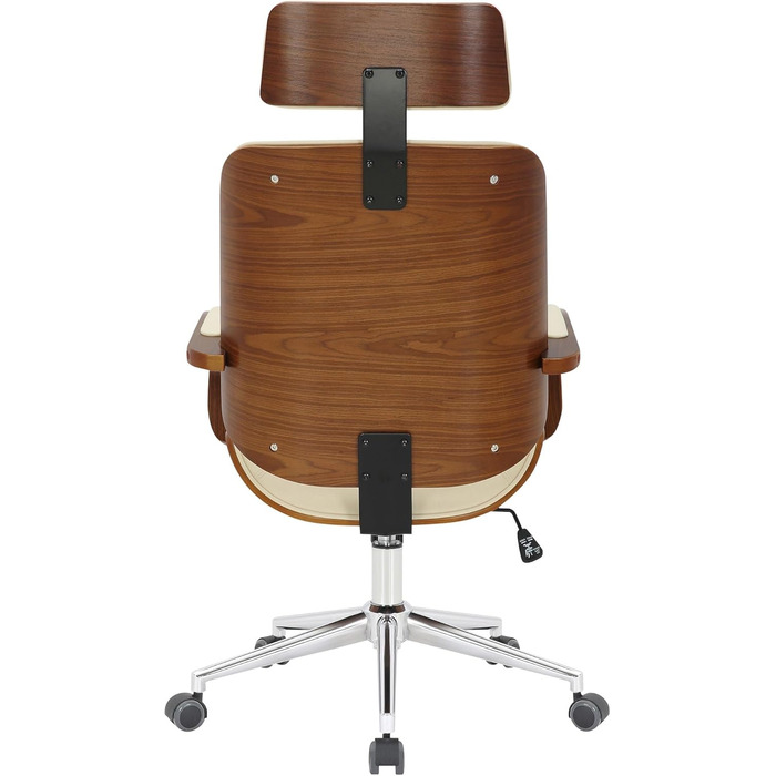 Офісне крісло CLP Dayton зі штучної шкіри, обертове крісло з підголівником, функцією гойдання, регулюванням висоти та функцією повороту на 360, колір горіх/кремовий