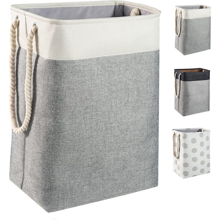 Великий кошик для білизни 78 л, складаний кошик для білизни з мотузковими ручками кошик для зберігання підходить для спальні праль