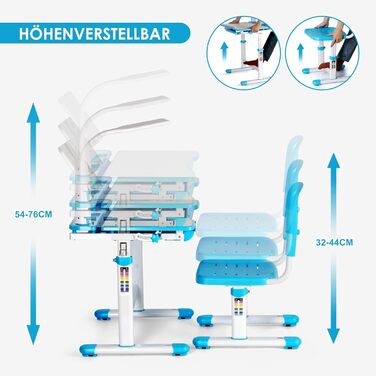 Дитяча парта JOYLDIAS регульована по висоті, шкільна парта молодіжна з лампою, дитяча парта зі стільцем і шухлядою вкл. безкоштовн