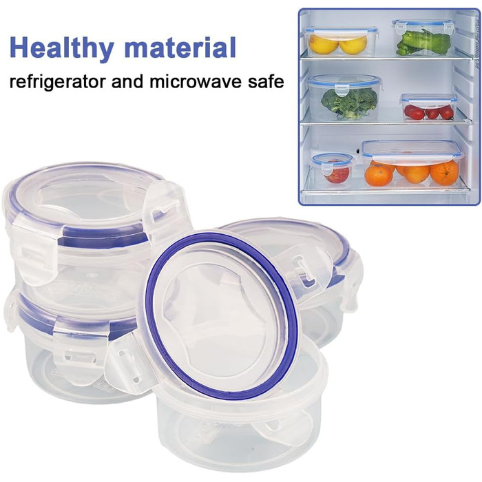 Контейнери для зберігання продуктів Jinsion, 4 шт., круглі, пластикові, з кришками (PP5), міні-контейнери для салатів, соусів, заморожування