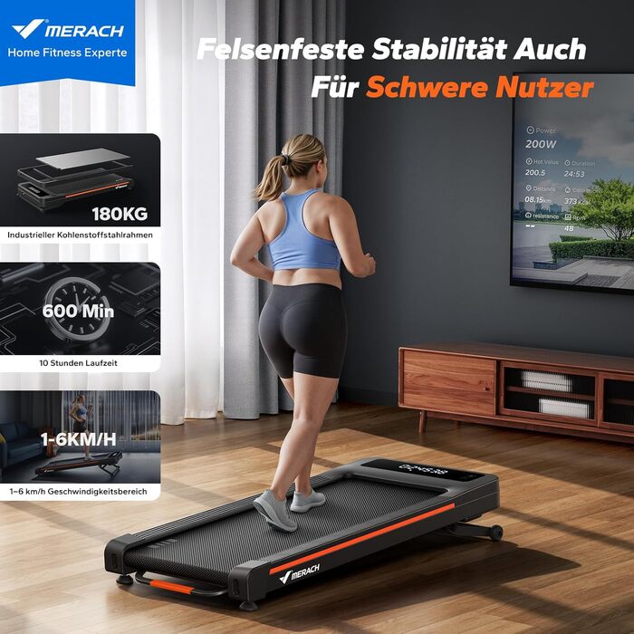 Килимок для ходьби MERACH, бігова доріжка для домашнього використання з автоматичним нахилом 10/12, макс. 159 кг/180 кг, тихий двигун, настільна бігова доріжка для домашнього та офісного використання, бігові доріжки з низьким рівнем шуму, пульт дистанційн