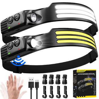 Акумуляторний світлодіодний налобний ліхтар, 3000 люмен, суперяскравий, 230, широкий кут, 3*світлодіодний білий налобний ліхтар із датчиком світла, IPX5, водонепроникний, легкий налобний ліхтар вагою 0,14 фунта для кемпінгу, бігу, походів, риболовлі