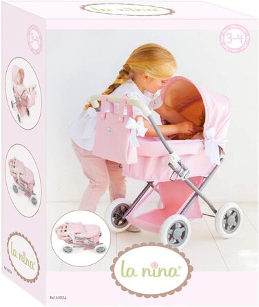 Маленька коляска зі штучної шкіри рожева лялькова коляска la, S, 65049