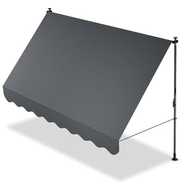 Тент Juskys із затискачем, Кейптаун, 300x120 см - Регульована висота та стійка до ультрафіолету - Для балконів та терас - Всепогодний ширмовий екран для забезпечення конфіденційності - Чохол для тераси, сірий, 300 x 120 см