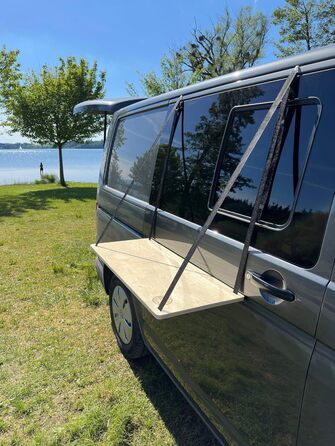 Підвісний столик для кемпінгу, підвісна полиця, дерев&39яна вулична кухня для кемперів, розсувні двері для автобуса VW, регульована висота, 80x35x1,5 см