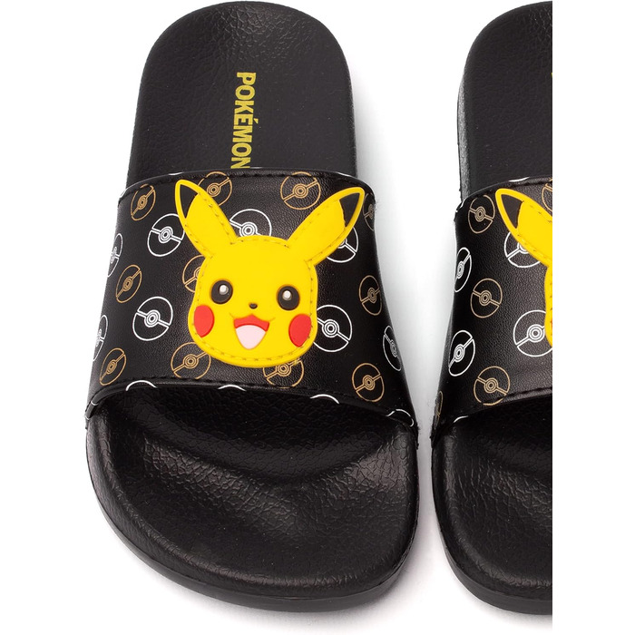 В&39єтнамки Pokemon для хлопчиків та дітей, сандалі Pikachu, пляжне взуття для душу, шльопанці, розмір 36, чорний