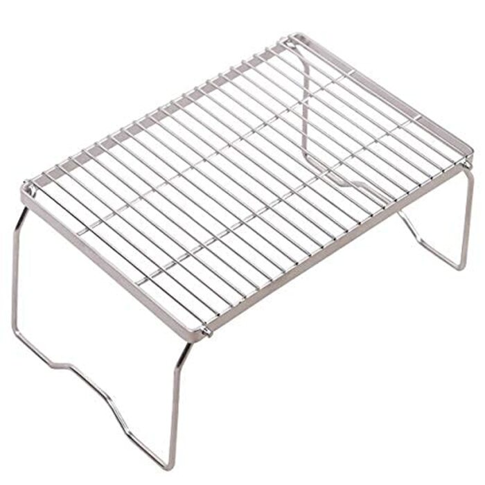 Складаний кемпінговий гриль REDCAMP, решітка для гриля на відкритому повітрі для пляжного гриля, легка портативна решітка для гриля з нержавіючої сталі для пікніків, походів, кемпінгу, барбекю на відкритому повітрі, задніх дворів, виживання, 44x32 см сіро