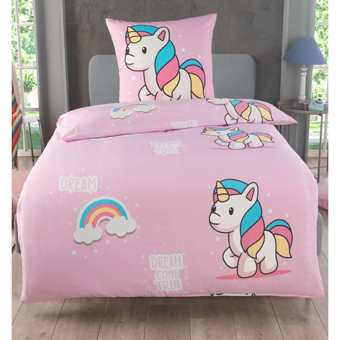 Високоякісна постільна білизна з єдинорога 135x200 для дівчаток Єдиноріг підковдра з мікрофібри Лілль поні діти постільна білизна