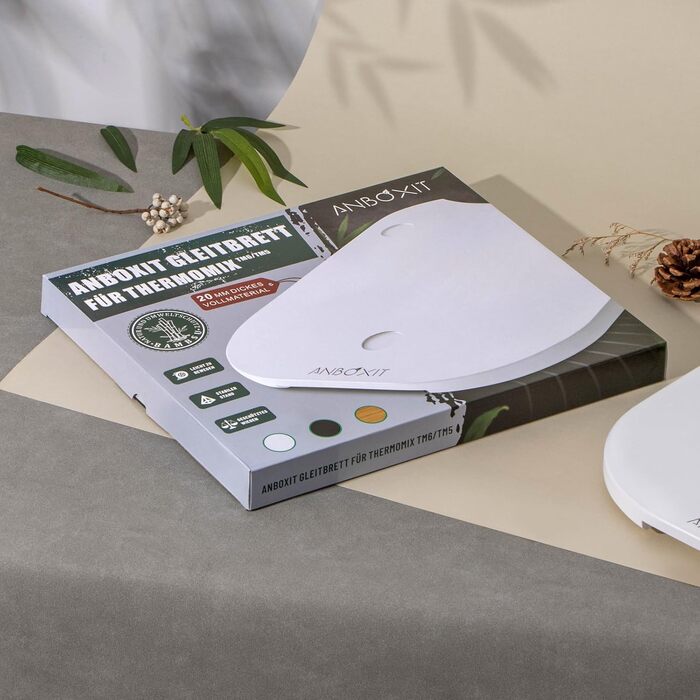 Розсувна дошка ANBOXIT для Thermomix TM6/TM5, дошка для Thermomix з колесами, бамбукова рольганг/слайдер Easy Gliding - Black