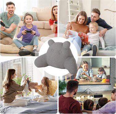 Подушка для читання Mingfuxin для ліжка та дивана, подушка для читання для дітей та дорослих, щоб сидіти на ліжку, подушка для читання зі спинкою, подушка для підтримки підлокітників зі знімним чохлом для спокійного перегляду телевізора, світло-сіра