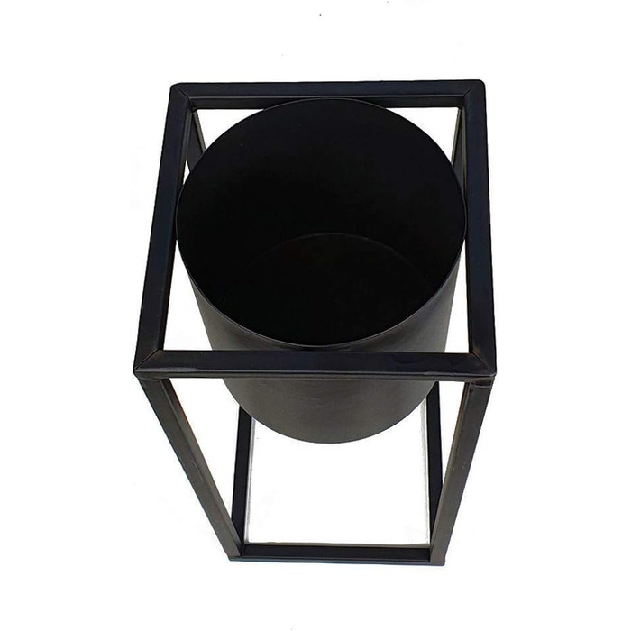 Металева підставка для квіткових горщиків Spetebo чорного кольору, набір з 2 шт. - Квадратна підставка з чорним, круглим горщиком - 35 та 50 см - Тримач для квіткових горщиків з горщиком - Квадратна підставка для рослин, набір з 2 шт. (35 / 50 см)