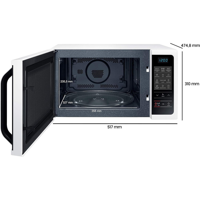 Комбінована мікрохвильова піч Samsung MW5000H MC2BH5013AW/EG з грилем і гарячим повітрям / 900 Вт / 28 л місця для приготування їжі (дуже велике) / Ширина 51,7 см / Розморожування потужністю / 35 автоматичних програм / Білий