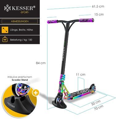 Керований веселий самокат трюковий самокат з підставкою ABEC 9 кулькових підшипників, 110 мм PU колеса, самокат кік самокат міськи