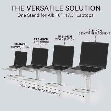 Регульована підставка для ноутбука на стіл, ергономічний тримач для комп'ютера, сумісна з ноутбуками 10-17,3 дюймів (Срібляста)