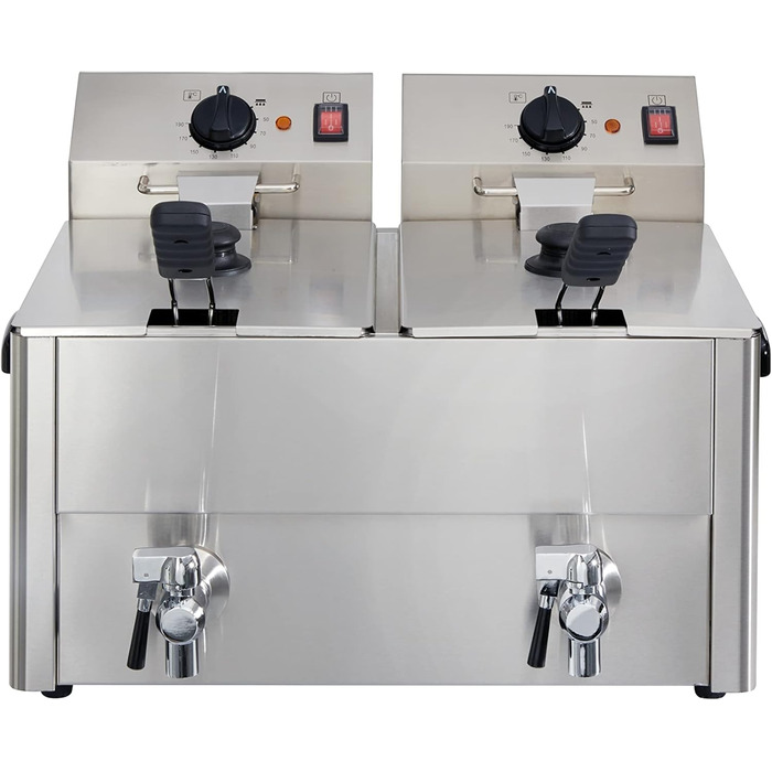 Електрична подвійна фритюрниця GastroHero ECO 1010 літрів зі зливним краном