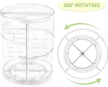 Обертовий органайзер для макіяжу Coyaho на 360, обертовий органайзер для ванної кімнати, стільниця, косметичний органайзер, органайзер для макіяжу та зберігання для спальні, прозорий