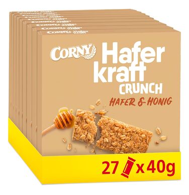 Вівсяний батончик Corny Haferkraft Crunch хрусткий з корисним вівсом та медом Велика упаковка 27x40 г Crunch Oats & Honey