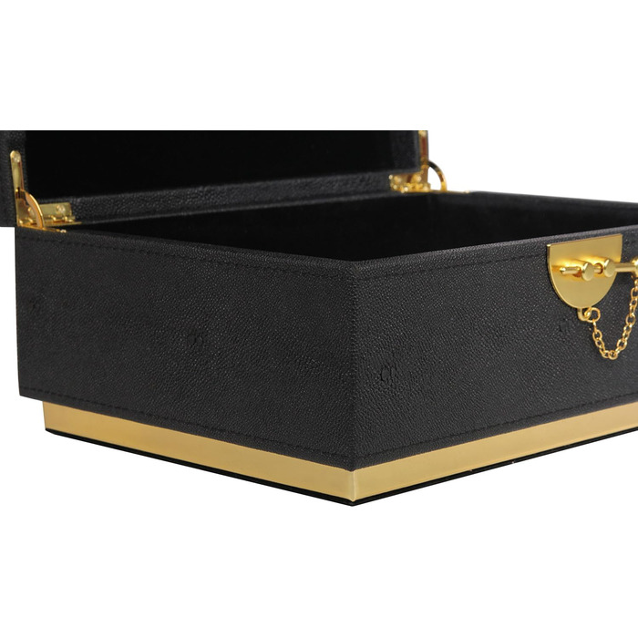 Елегантна декоративна скринька для зберігання зі штучної шкіри HofferRuffer, велика комодна шухляда, органайзер для косметики, класичний органайзер для ювелірних аксесуарів, 27,9 x 20,3 x 12,2 см, чорна