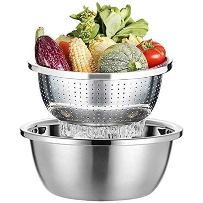 Сталеве ситечко, ситечко з нержавіючої сталі, металеве ситечко та миски, сушарка з чашею, кухонне ситечко, сушарка для тіста, сала