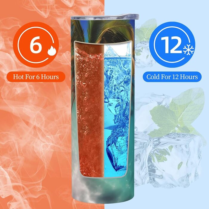 Кухоль з прямою трубочкою, дизайн Карибських островів, дорожній кухоль, підходить для кемпінгу, офісу та дому, 590 мл