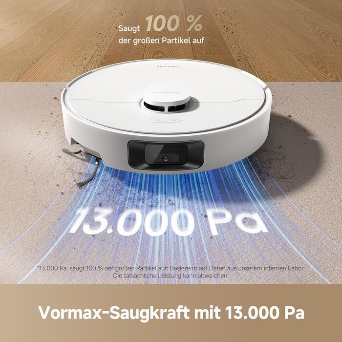 Робот-пилосос Dreame D20 Pro Plus потужність 13 000 Па, DuoBrush для шерсті тварин, очищення кутів, самоочищення, LDS-навігація та лазерне уникнення перешкод, сухе та вологе прибирання твердих підлог і килимів, акумулятор 5 200 мАг