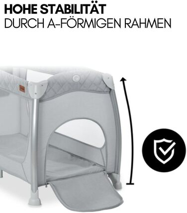 Дорожнє ліжечко Hauck Play N Relax Center з пеленальною підкладкою, регульованою висотою та боковим входом - Стьобаний сірий