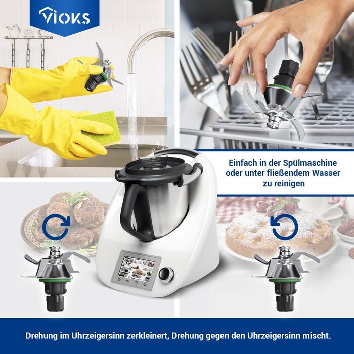 Заміна ножа VIOKS Thermomix TM5 для нержавіючої сталі Vorwerk Thermomix TM5 SUS420 - Ніж Vorwerk Thermomix Змінний ніж Thermomix TM5 - запчастини до аксесуарів Thermomix TM5 і Thermomix TM5