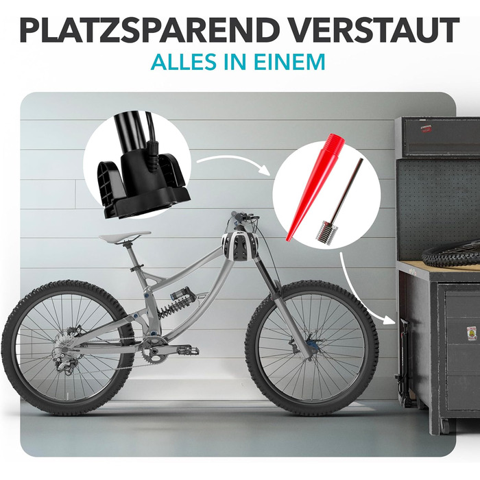 Велосипедний насос для всіх вентилів **Тест ДУЖЕ ДОБРЕ 10-річна ГАРАНТІЯ** Високопродуктивний велосипедний насос - Велосипедний повітряний насос для французьких вентилів - Велосипедний підлоговий насос з манометром, підлоговий насос, чорний