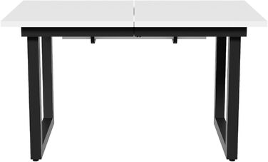 Розсувний обідній стіл Merax з металевими ніжками, прямокутний кухонний стіл для вітальні та їдальні, білий 140/180 x 80 x 75 см (розкладний) білий