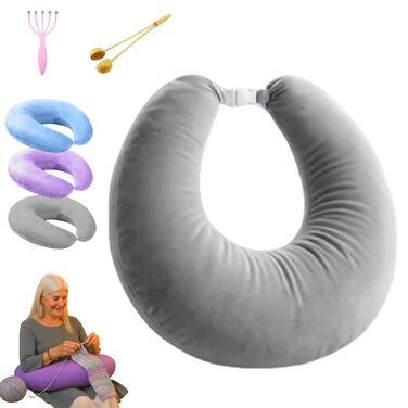 Ергономічна подушка Crealis для рукоділля, подушка для читання для дорослих, подушка для в&39язання, ваш союзник для комфорту та творчих моментів (сіра)