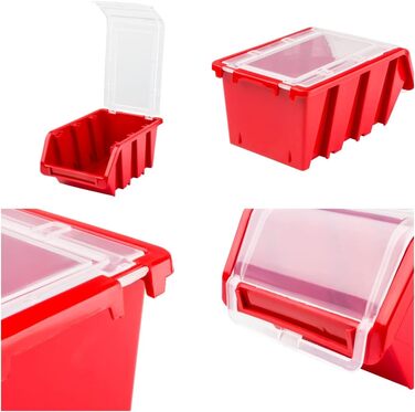 Стелажі для майстерні зі складськими коробками 117 x 78 см 66 коробок Настінна полиця зі штабелюваними коробками - Стінові панелі Надміцна полиця для контейнерів Інструменто-панелі з перфорованою дошкою Полиця для зберігання Полиця для гаража (3)