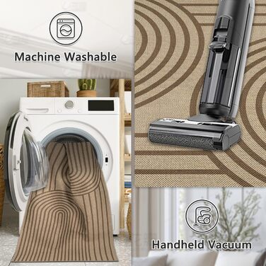 Доріжка для передпокою 80x200 см, кухонний килимок під джут, килимок для передпокою, який можна прати, нековзка кухонна доріжка, коричневий килимок для вулиці для кухні, вітальні, спальні, передпокою, входу, балкону, коричневий 80 x 200 см (прямокутний)