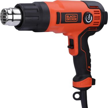 Будівельний фен BlackDecker KX2200K 2000 Вт (з 2-ступеневим вимикачем безпеки, плавним регулюванням температури, автовимкненням, набір аксесуарів з 8 предметів)