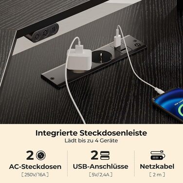 Г-подібний стіл Rolanstar, 134,5 x 117,5 x 86,9 см, метал / дерево, чорний