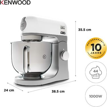 Кухонний комбайн Kenwood KMix, 1000 Вт, 5 л, нержавіюча сталь, 6 швидкостей, білий