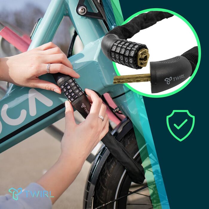 Замок ланцюговий кодовий, сталевий, чорний