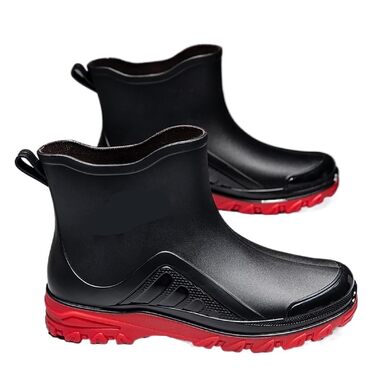 Чоловічі гумові чоботи, чоловіче взуття для активного відпочинку, гумові чоботи, міцні водонепроникні гумові робочі чоботи, червоні, розмір 41 EU