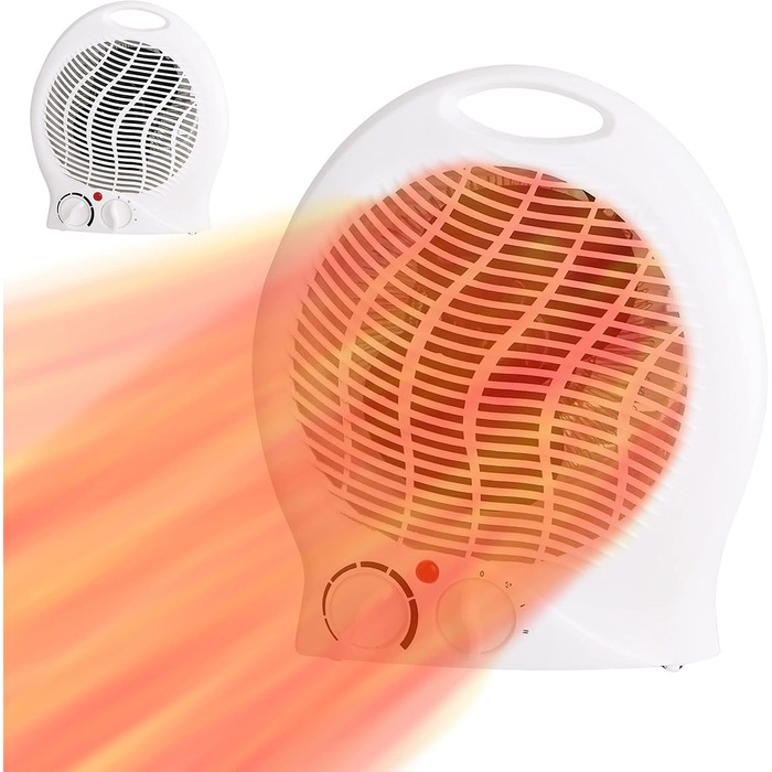 Тепловентилятор з 3 режимами нагріву компактний вентилятор потужний вентилятор 2000 Вт із захистом від перегріву та захисту від перекидання (білий вентилятор 1000/2000 Вт)