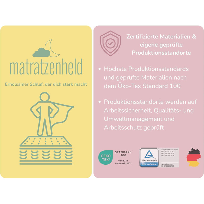 Матрац Hero 90x200 см Матрац Relax Pocket Spring Рівень жорсткості H3 Oeko-Tex Ергономічний 7-зонний матрац Висота 18 см Гіпоалергенний та антибактеріальний 90 x 200 см Рівень жорсткості 3 90 x 200 см