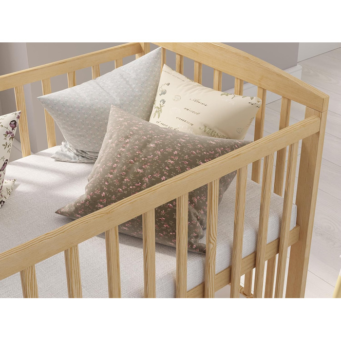 Дитяче ліжечко/спальне місце Love For Sleep 120x60 см з пінопластовим матрацом, дитяче ліжко Jacob з сосни, дерев&39яне дитяче ліжко - Дитяче ліжко, трансформоване ліжечко/дитяче ліжко