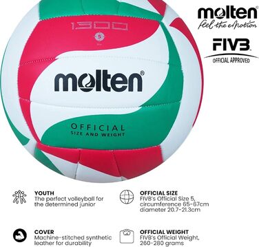 Волейбольний м'яч Molten V5M1300 Розмір 5, помаранчевий/слонова кістка