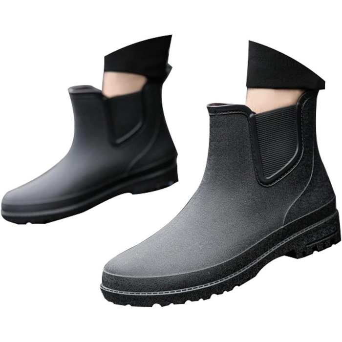 Чоловічі гумові чоботи універсальні, водонепроникні зносостійкі дощовики, легкі чоботи без шнурівки, м&39які зручні робочі чоботи, садові чоботи, захисне взуття, рибальські чоботи, чорні, EU 44