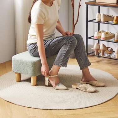 Прямокутна підставка для ніг YMYNY, підставка для ніг з дерев&39яними ніжками, підставка для ніг із сидінням, дерев&39яна підставка для ніг, невелика м&39яка підставка, лавка для взуття для вітальні, спальні, 402925 см зеленого кольору HBD030GR