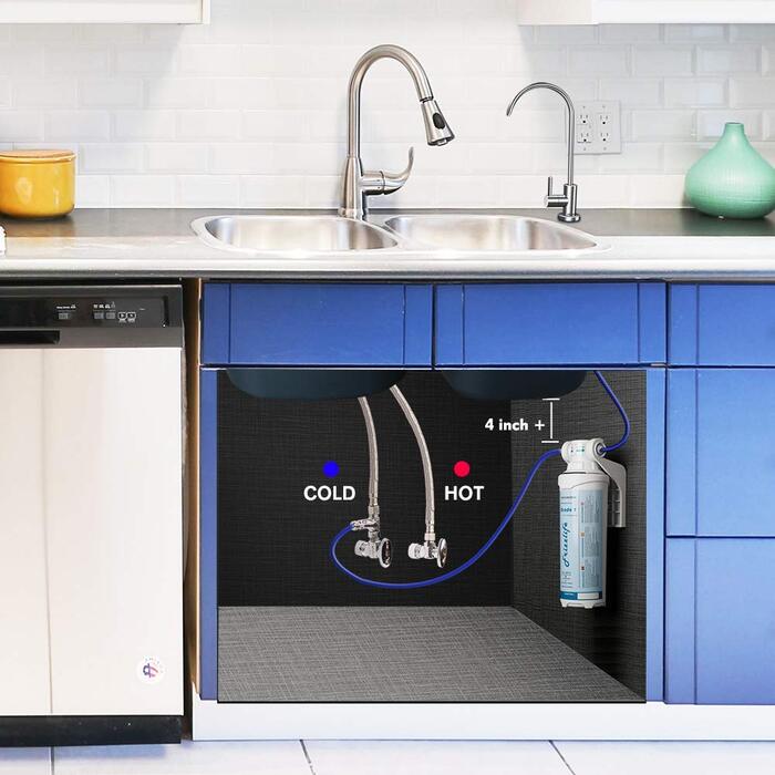 Фільтр для води Frizzlife під раковиною Сертифікована NSF/ANSI 53 і 42 система фільтрів для питної води - 0,5 мікрон видаляє свинець, хлор і запахи, зменшує кількість фтору - з краном з матовим нікелем