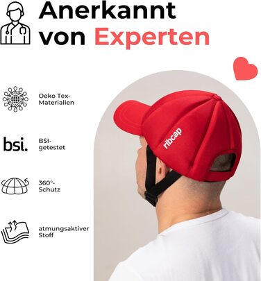 Медичний захисний шолом Ribcap Baseball Cap безпечний та стильний захист голови для тих, хто ризикує впасти Червоний Ідеально підходить для людей з епілепсією, дорослих, людей похилого віку та активного відпочинку