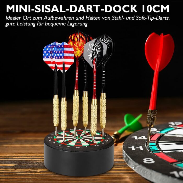 Міні-док для дротиків із сизалю 10 см - Підставка для дротиків Тримач для дротиків - Офіційна міні-репліка док-станції для дротиків - Зберігайте свої дротики будь-де 10 см 1