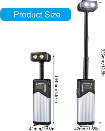Портативні телескопічні ліхтарі, 500 лм, висока яскравість, обертання на 180, IP44, 5 для екстрених випадків у поході, портативний телескопічний робочий ліхтар, 2